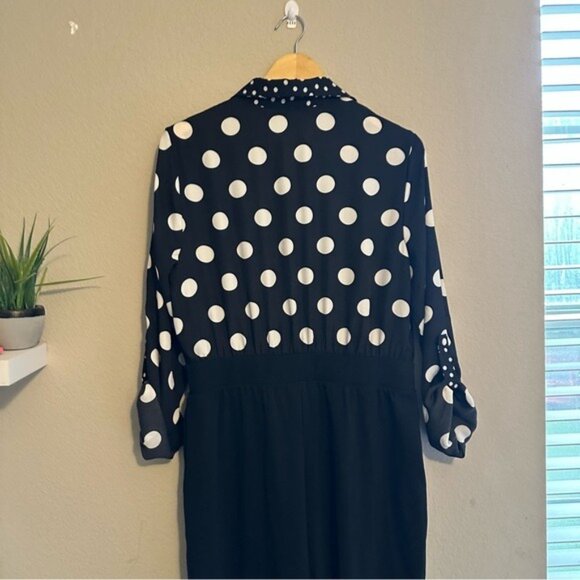 CATO Polka Dot Jumpsuit L Black White Dotcore Coquette Retro Chic Modcore NWT - Picture 5 of 14